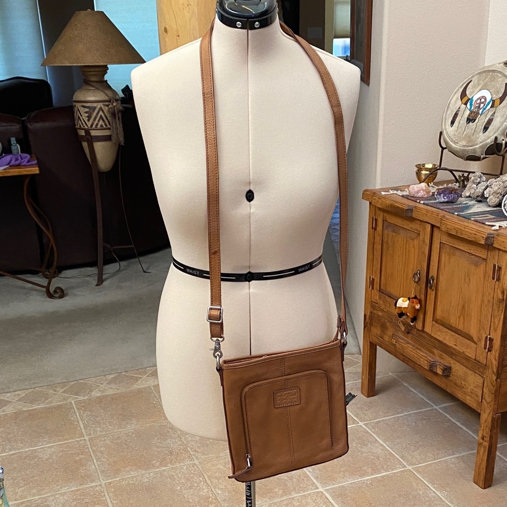 Fossil Brown Leather Crossbody Bag with zippered attached wallet